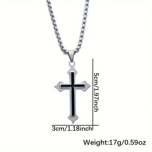 European American Style Mens Black Oil Drip Cross Necklace Retro Simple Fashion Pendant Chain for Men Stylish Elegant Jewelry Gi