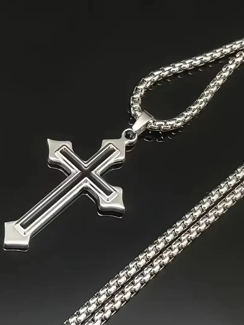 European American Style Mens Black Oil Drip Cross Necklace Retro Simple Fashion Pendant Chain for Men Stylish Elegant Jewelry Gi