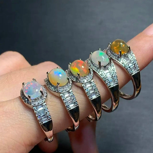 MM Natural Opal Ring Adjustable Female Ring Jewelry for Women Gift Wholesale High Quality Vintage Fine
