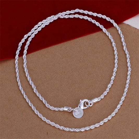 High Quality 4MM Women Men Chain Male Twisted Rope Necklace Bracelets Fashion Silver Jewelry Set