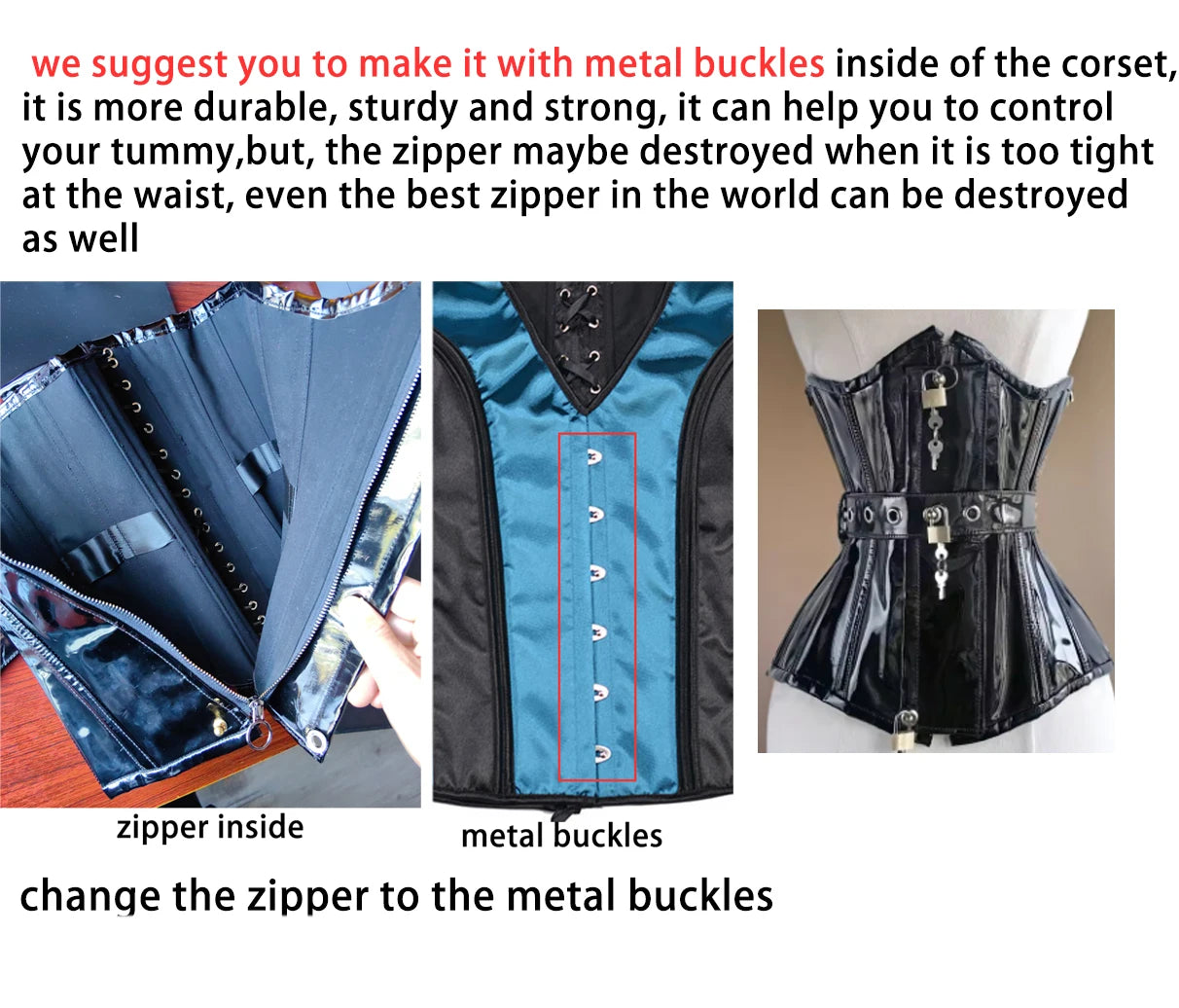 Women Heavy Corset Hand Made Bustier With Locks AndKeys Lace Up Steel Boned Shaping Tops BlacK Patent Leather Gothic Bodices