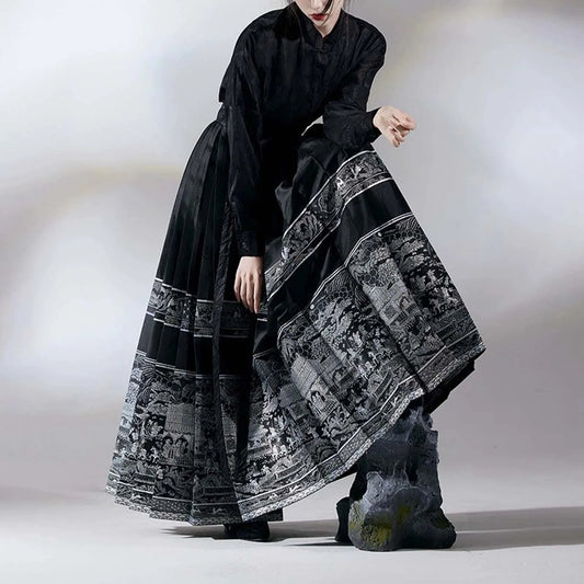 Long Skirts Vintage Y2K Skirt Horse Face Skirt Fashion Clothes Casual Ethnic Style Streetwear Elegant Chinese Hanfu Costume