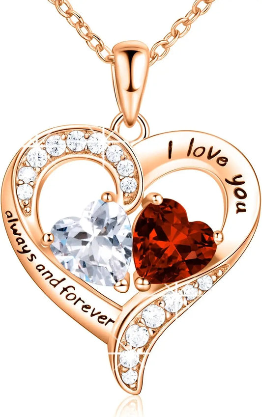 Elegant Red Heart Pendant Necklace with Rose Gift Box - Romantic Valentine’s Day, Birthday, or Mother’s Day Gift for Wife, Mom