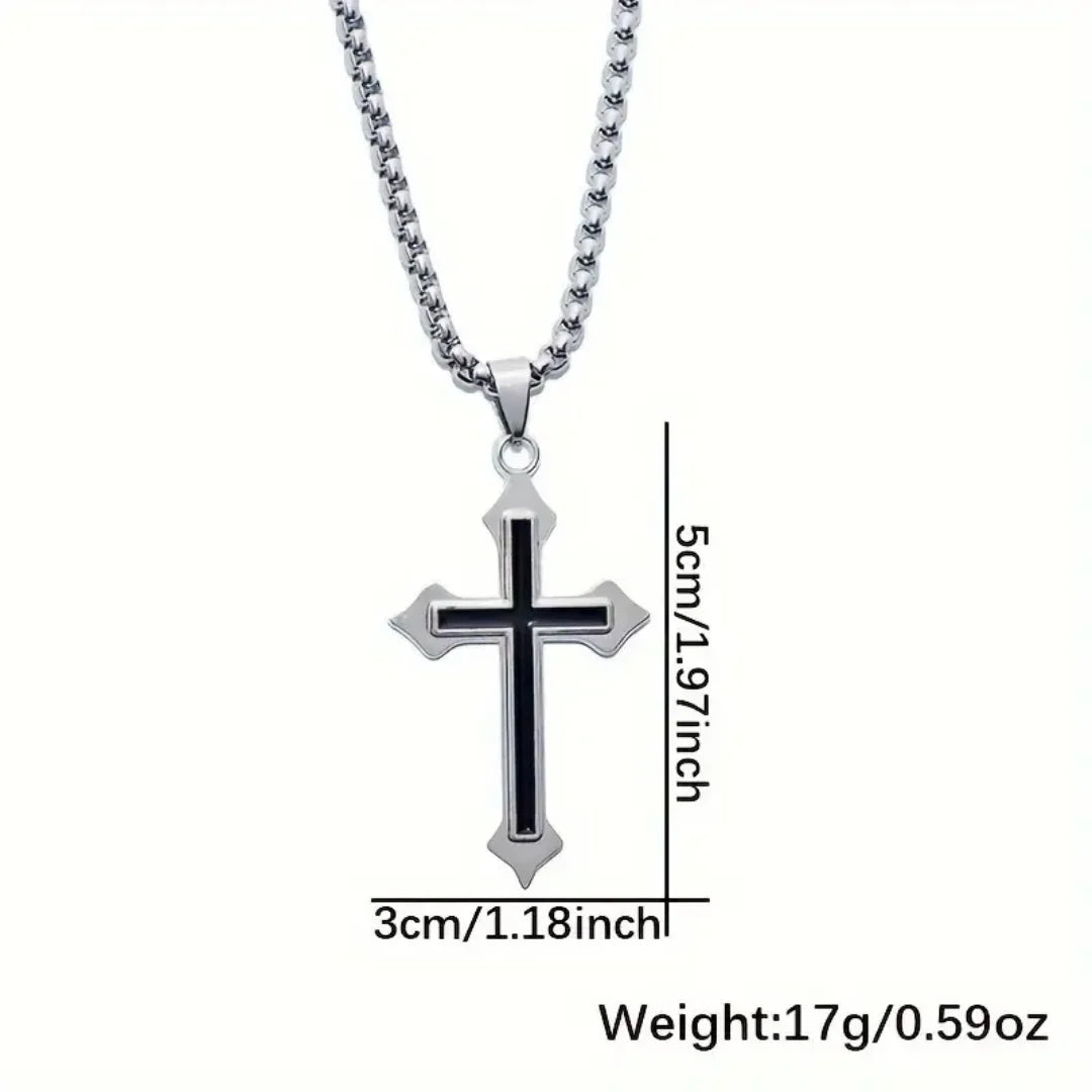 European American Style Mens Black Oil Drip Cross Necklace Retro Simple Fashion Pendant Chain for Men Stylish Elegant Jewelry Gi