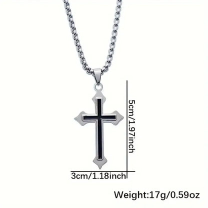 European American Style Mens Black Oil Drip Cross Necklace Retro Simple Fashion Pendant Chain for Men Stylish Elegant Jewelry Gi