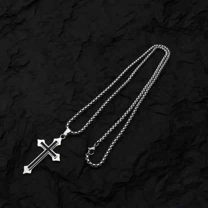European American Style Mens Black Oil Drip Cross Necklace Retro Simple Fashion Pendant Chain for Men Stylish Elegant Jewelry Gi