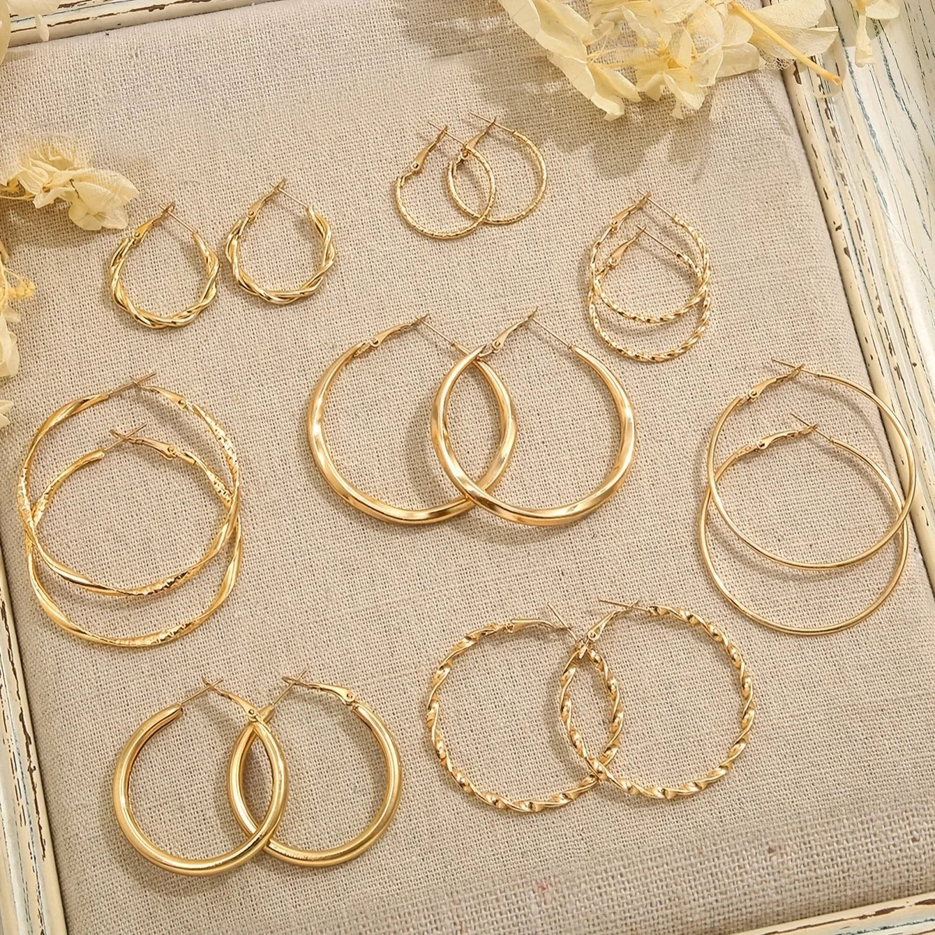 8-Pair Gold Earrings Set for Women: Hypoallergenic Stud & Dangle Styles for Daily Versatile Wear