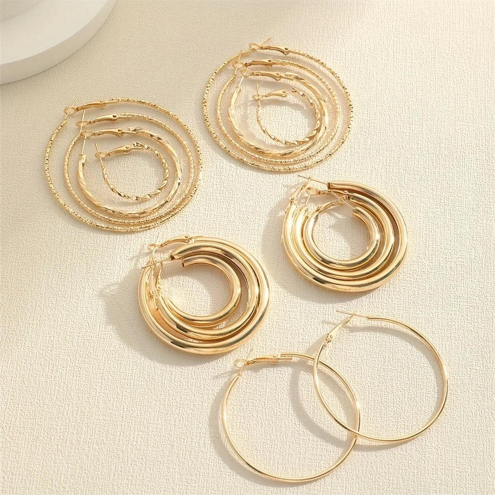 8-Pair Gold Earrings Set for Women: Hypoallergenic Stud & Dangle Styles for Daily Versatile Wear