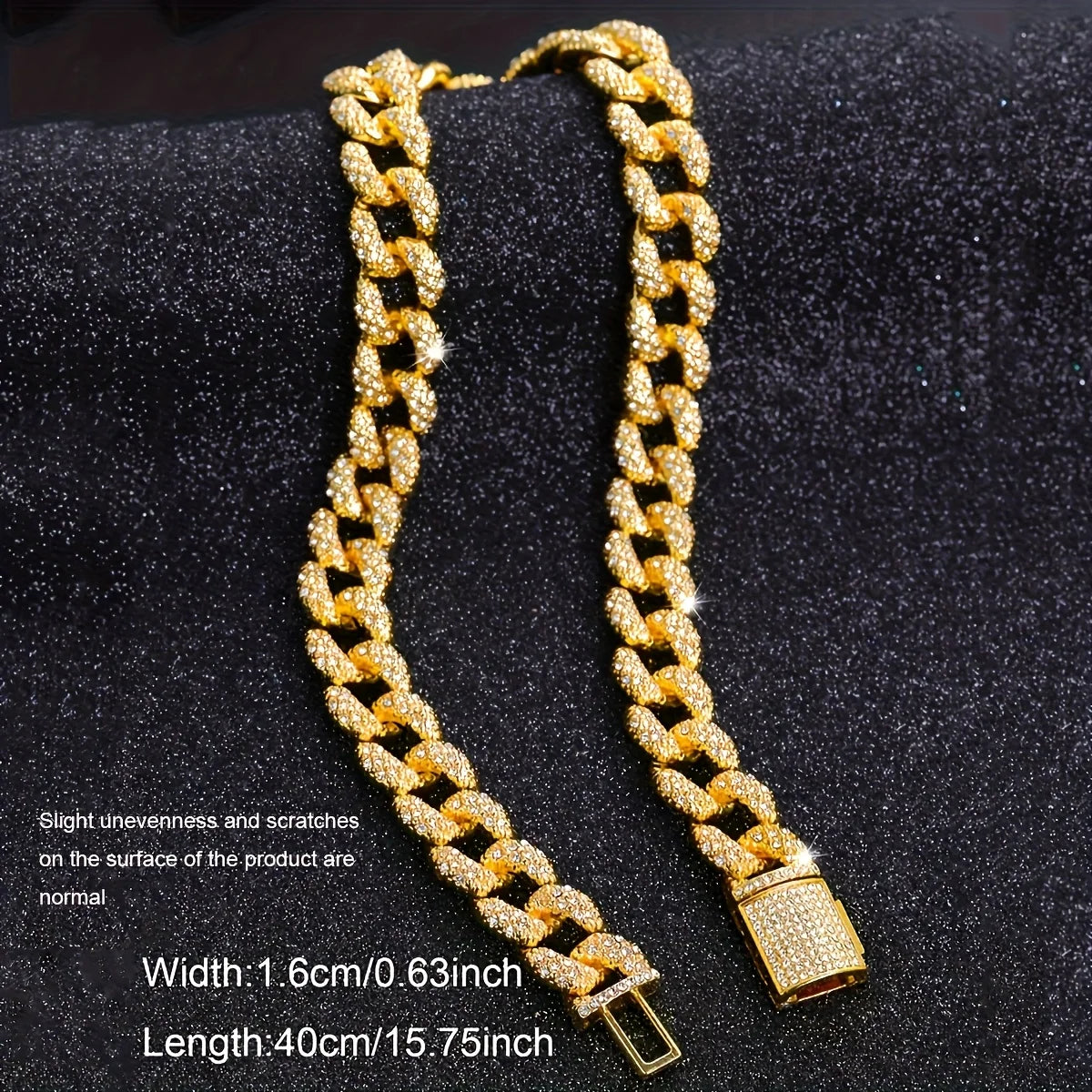 1PC Men's Heavy-Duty 16mm Thick Cuban Chain Necklace - Bubble Chain Jewelry Cuban Link for Boyfriend Christmas Gift