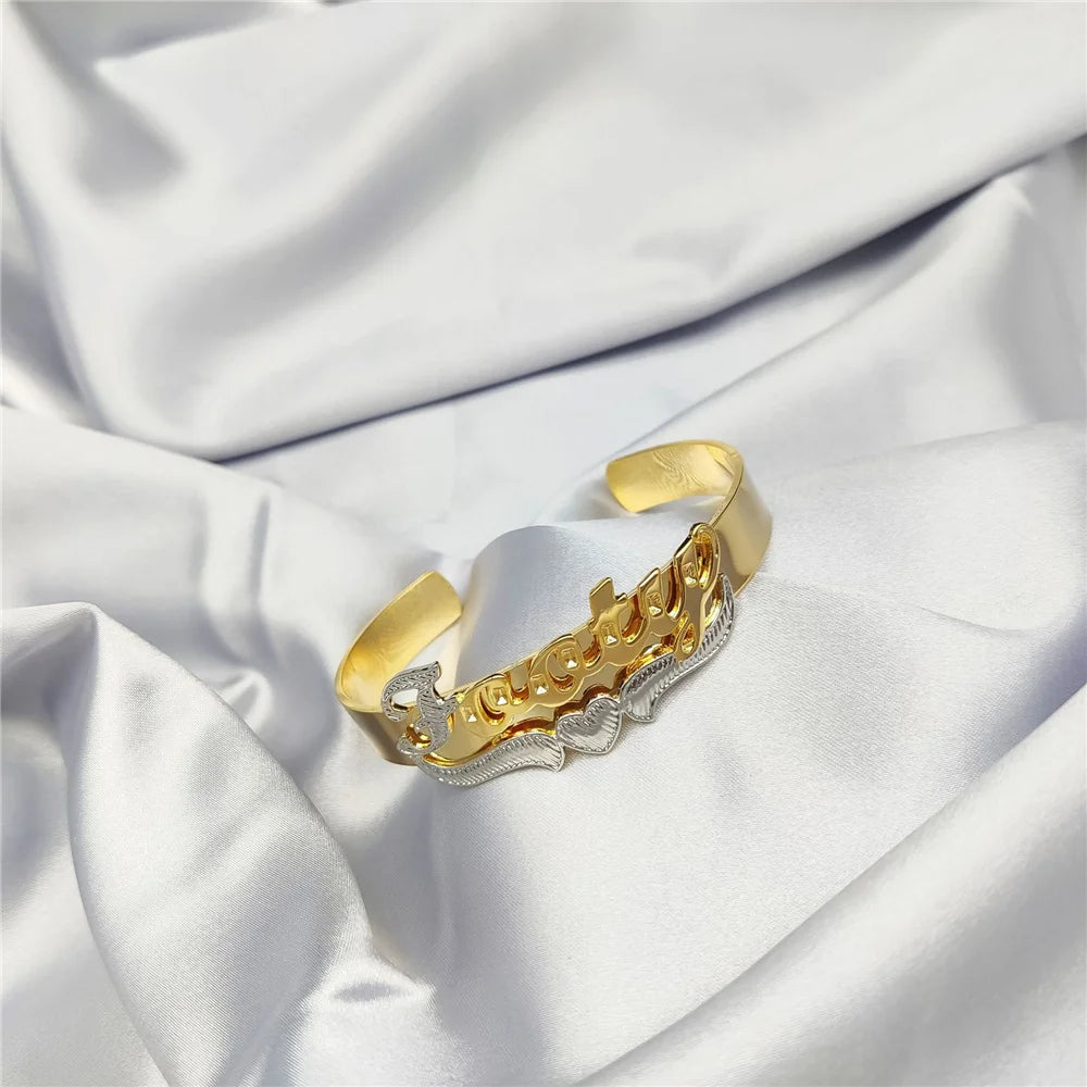 Custom Nameplate Bracelet Earrings Necklace Set Personalized Two-Color Bracelet Hiphop Name Jewelry Gift Dropshipping