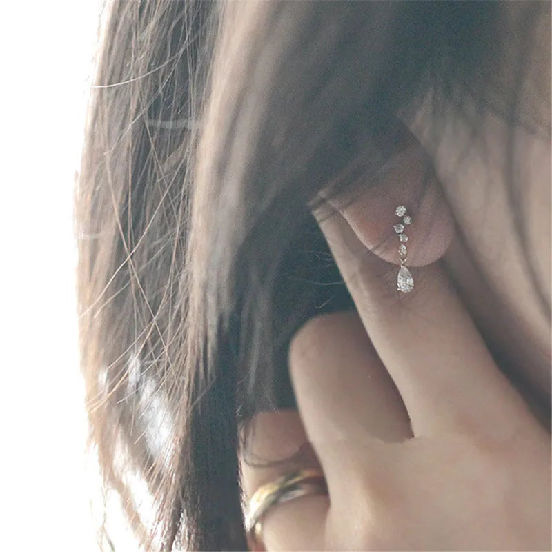 925 Sterling Silver Plated 14k Gold Micro-inlaid Zircon Small Sparkling Crystal Earrings Women Fashion Party Jewelry Accessories