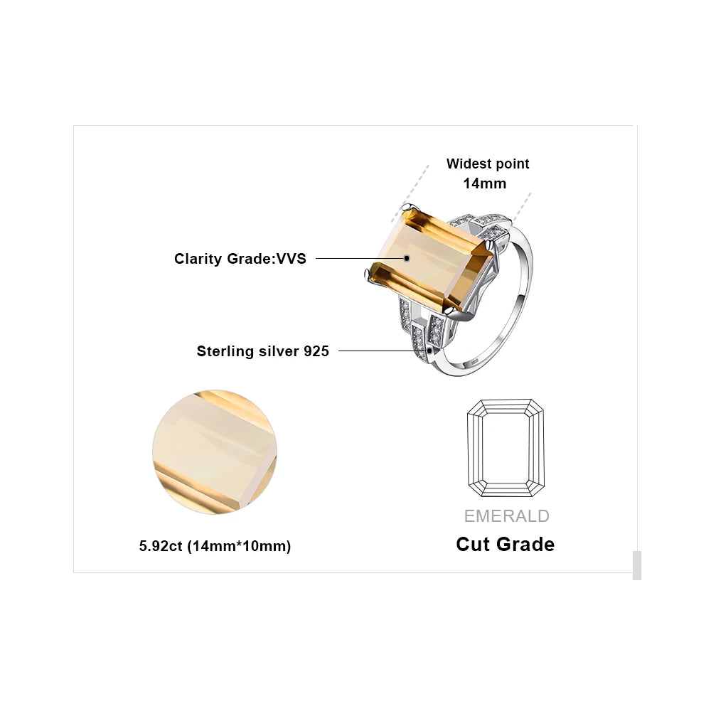 JewelryPalace Huge 6ct Emerald Cut Simulated Color Change Diaspore Open Adjustable Cocktail Ring 925 Sterling Silver