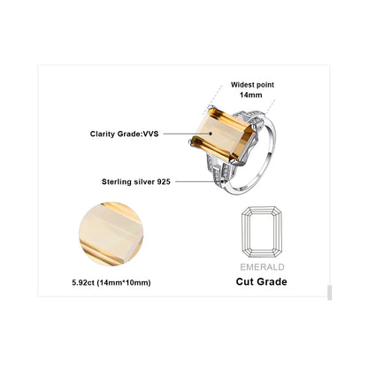 JewelryPalace Huge 6ct Emerald Cut Simulated Color Change Diaspore Open Adjustable Cocktail Ring 925 Sterling Silver