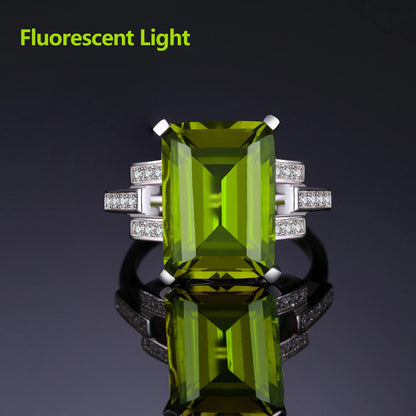 JewelryPalace Huge 6ct Emerald Cut Simulated Color Change Diaspore Open Adjustable Cocktail Ring 925 Sterling Silver