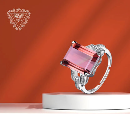 JewelryPalace Huge 6ct Emerald Cut Simulated Color Change Diaspore Open Adjustable Cocktail Ring 925 Sterling Silver