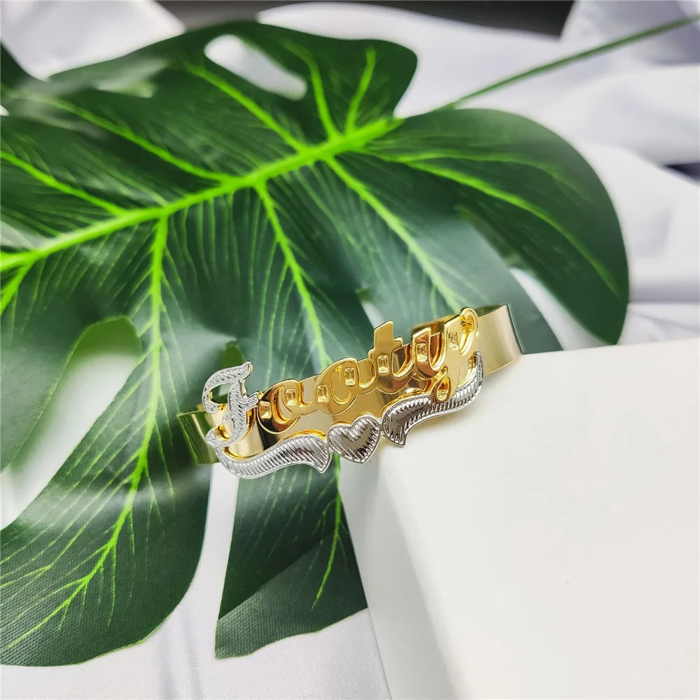 Custom Nameplate Bracelet Earrings Necklace Set Personalized Two-Color Bracelet Hiphop Name Jewelry Gift Dropshipping