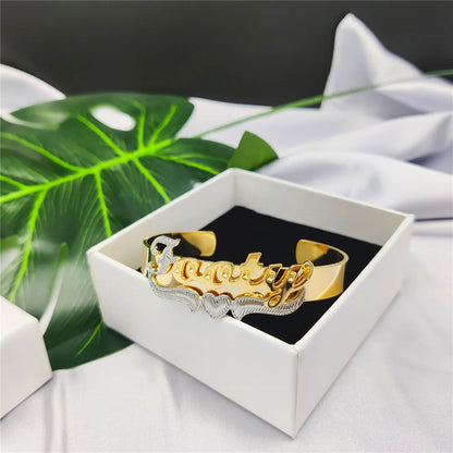 Custom Nameplate Bracelet Earrings Necklace Set Personalized Two-Color Bracelet Hiphop Name Jewelry Gift Dropshipping