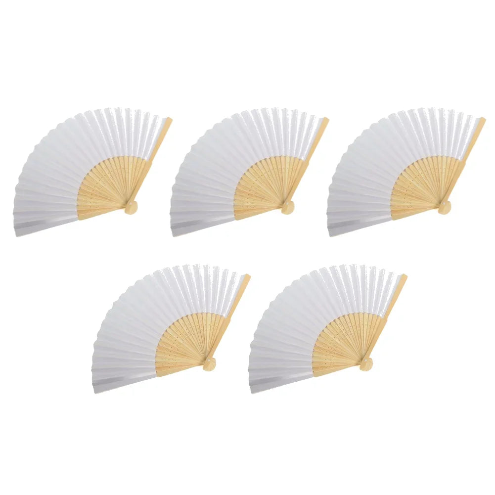 1/20/30Pcs White Foldable Paper Fan Portable Chinese Bamboo Fan Wedding Gifts for Guest Birthday Party Decoration Kids Painting