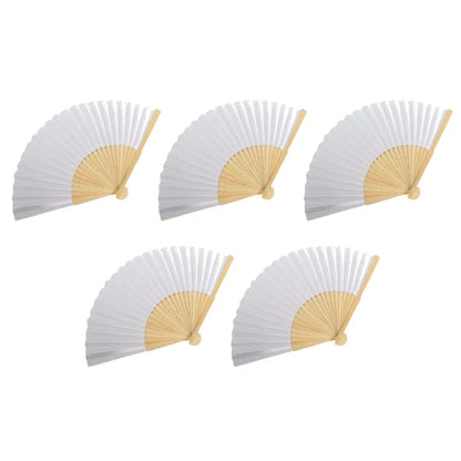 1/20/30Pcs White Foldable Paper Fan Portable Chinese Bamboo Fan Wedding Gifts for Guest Birthday Party Decoration Kids Painting