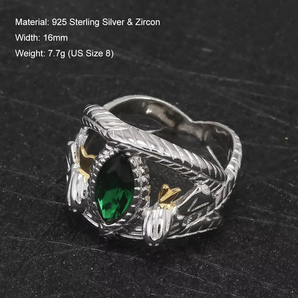 925 Sterling Silver Lord Ring of Barahir, LOTR Aragorn Gondor Wedding Band, Fantasy Movie Inspired Jewelry Gift for Men