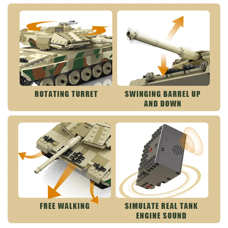 Mould King 20020 Technical Tank Toys The APP&RC Leopard 2 Tank Building Block Assembly Tank Brick Set Kids Christmas Gift