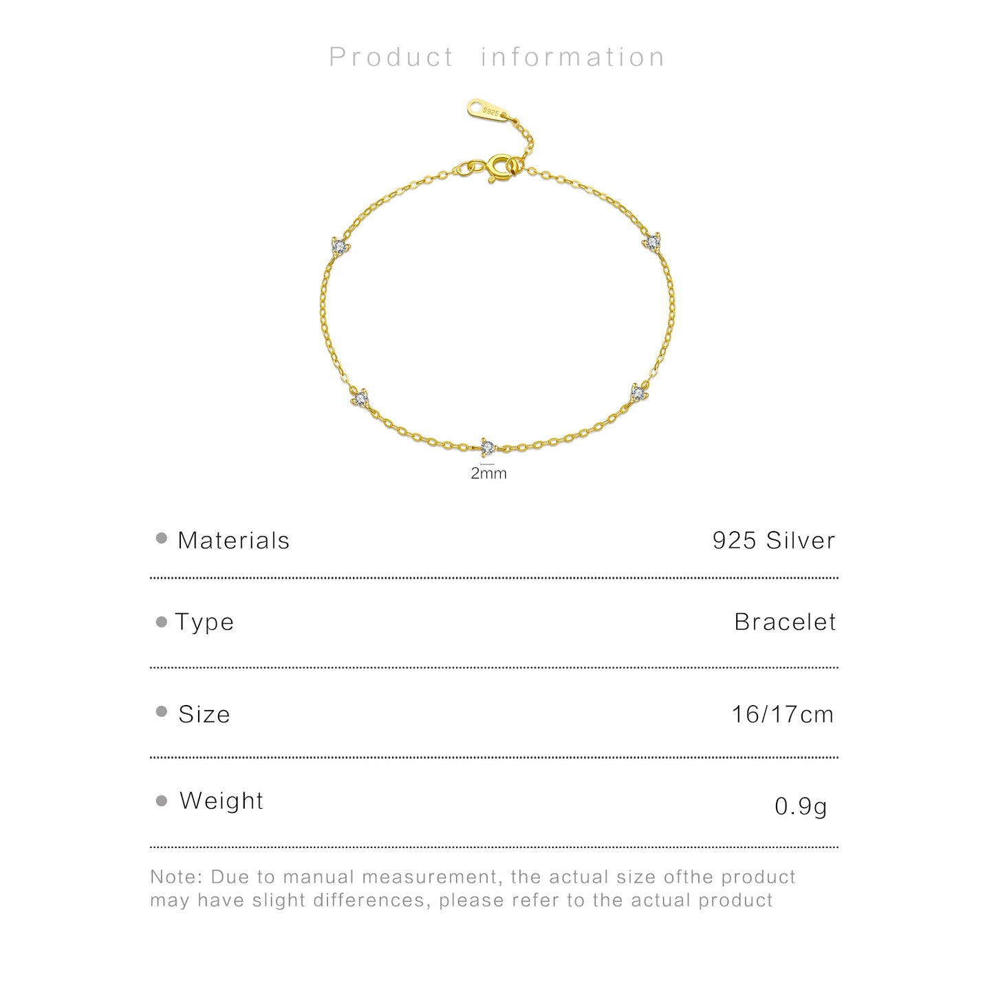 DPLAOPA 925 Sterling Silver Gold  Zircon CZ Charm Yard Bracelet Women Luxury Fine Jewelry 2022 Wedding Jewels Thin Jewels