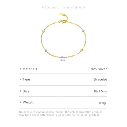 DPLAOPA 925 Sterling Silver Gold  Zircon CZ Charm Yard Bracelet Women Luxury Fine Jewelry 2022 Wedding Jewels Thin Jewels