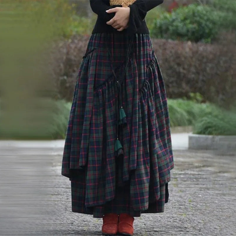 Tulle Skirt For Girls Women'S Checked Skirt Long Tartan Retro Maxi Skirt High Waist Tartan Matching Skirt And Top Set For Women