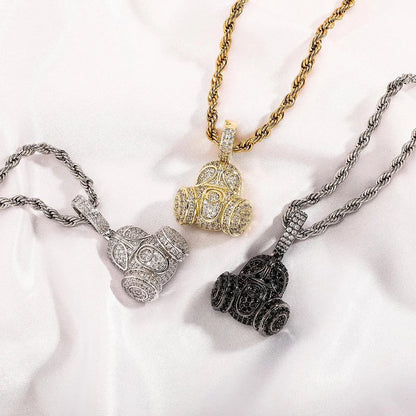 TOPGRILLZ New Full Iced Out Micro Pave Cubic Zirconia pendant Necklace with Black CZ Stone Hip Hop High Quality Party Gift