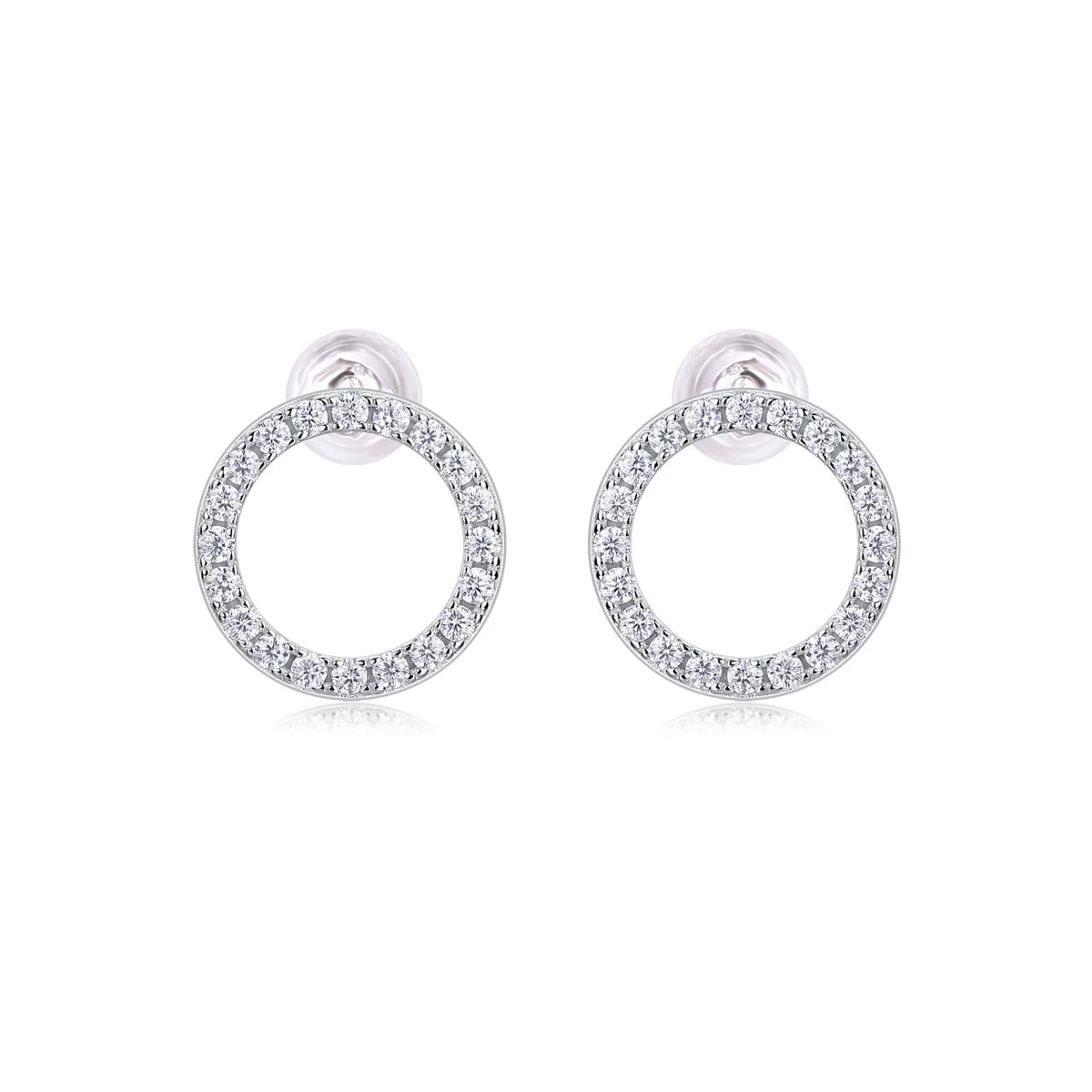 1pair Moissanite Earrings Open Circle Studs 925 Sterling Silver 18K Gold Plated Elegant Jewelry Comes with GRA Certificate