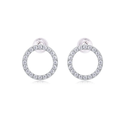 1pair Moissanite Earrings Open Circle Studs 925 Sterling Silver 18K Gold Plated Elegant Jewelry Comes with GRA Certificate