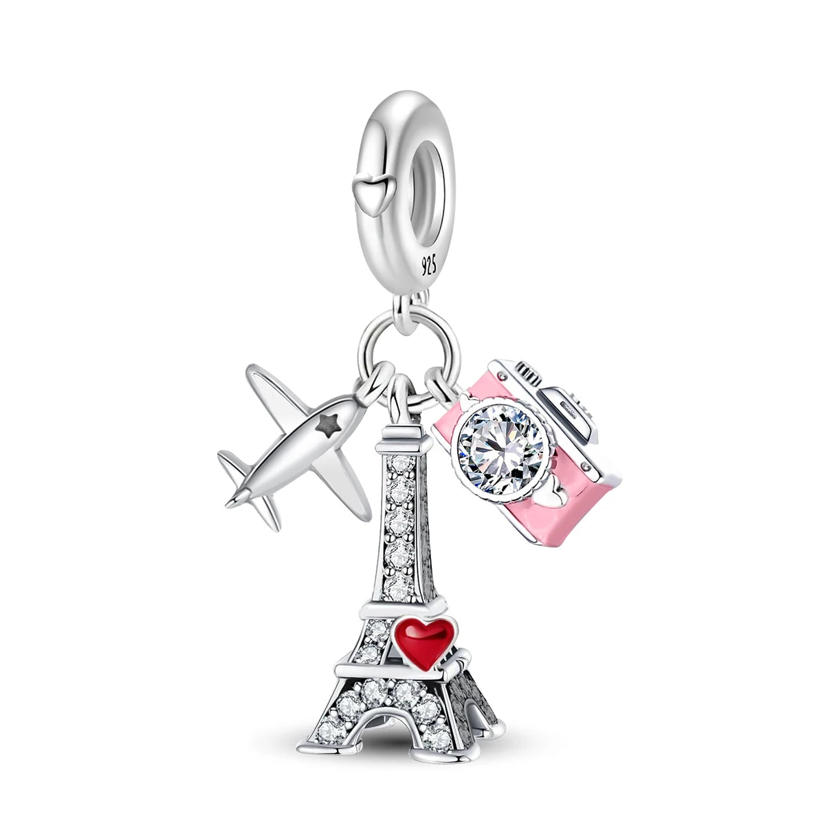 925 Sterling Silver Pink Luggage Rainbow Life Travel Charms Bead Diy Bracelet Bangle Making Gift Of High Quality Fine Jewelry