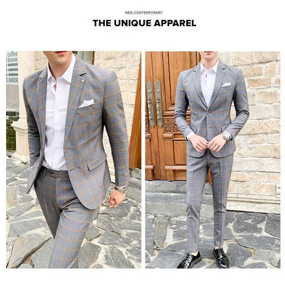2025 Suit (Blazer+ Pants) Men's Fashion Hosts British Style Work Business Wedding Casual Art Style Elegant Gentleman Suit M-5XL