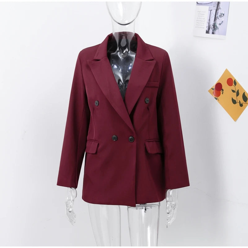 Elegant Black Slim Fit Blazer Jacket Women Retro Lapel Single Breasted Suit Jackets Female 2025 Chic Versatile Street Office