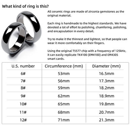 125kHz RFID T5577 Rewritable Chip Ceramic Ring for Clone TK4100 or EM4105 Access Control and Hotel Entry Key Cards