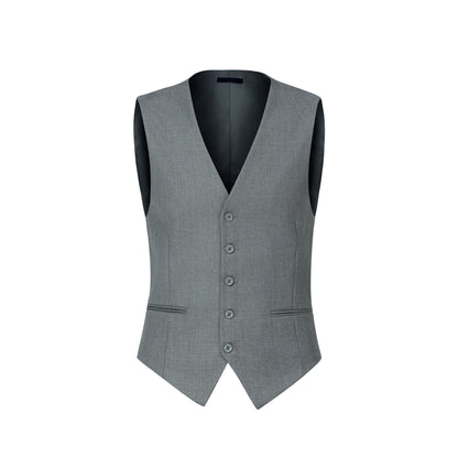 3pcs Men's Classic Solid Color Suit Set Long Sleeve Blazer with Button Details Non-Stretch Fabric Regular Fit for All Seasons