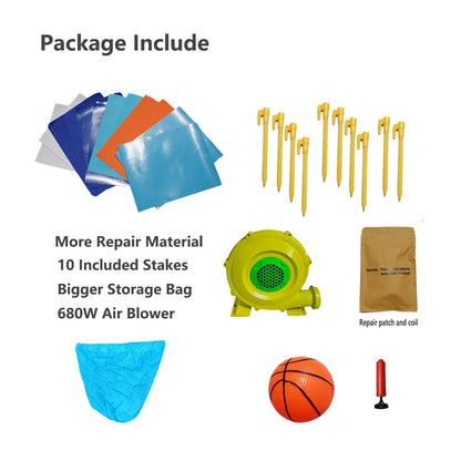 Inflatable Bounce House Obstacle Course for Kids - 2 Racing Slides, Spacious Jumping Area, Tunnels & Climbing Walls with Blower