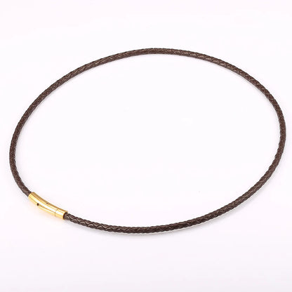 4mm/6mm Man-made Leather Necklace Choker For Men Boys Red Black Brown Braided Rope Chain Male Push Clasp Jewelry Gifts UN149