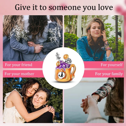 2025 New Halloween Charm Emit Light Bead 925 Sterling Silver Pumpkin Witch Skull Charm Fit Bracelet Pendant Women Jewelry Making