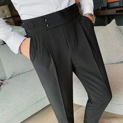 Korean Style Naples Suit Pants For Men Smart Casual High Waist Slim Fit Pencil Trousers Spring Summer Fashion Youth England Pant