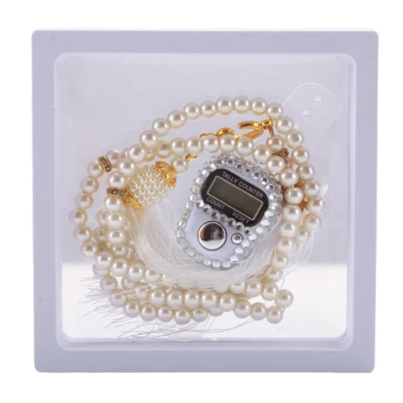 Muslim Prayer Set With Gift Box Pray For 99 Beaded Bracelets Resettable Finger Counter Ring Eid Al-Fitr Prayer Gifts