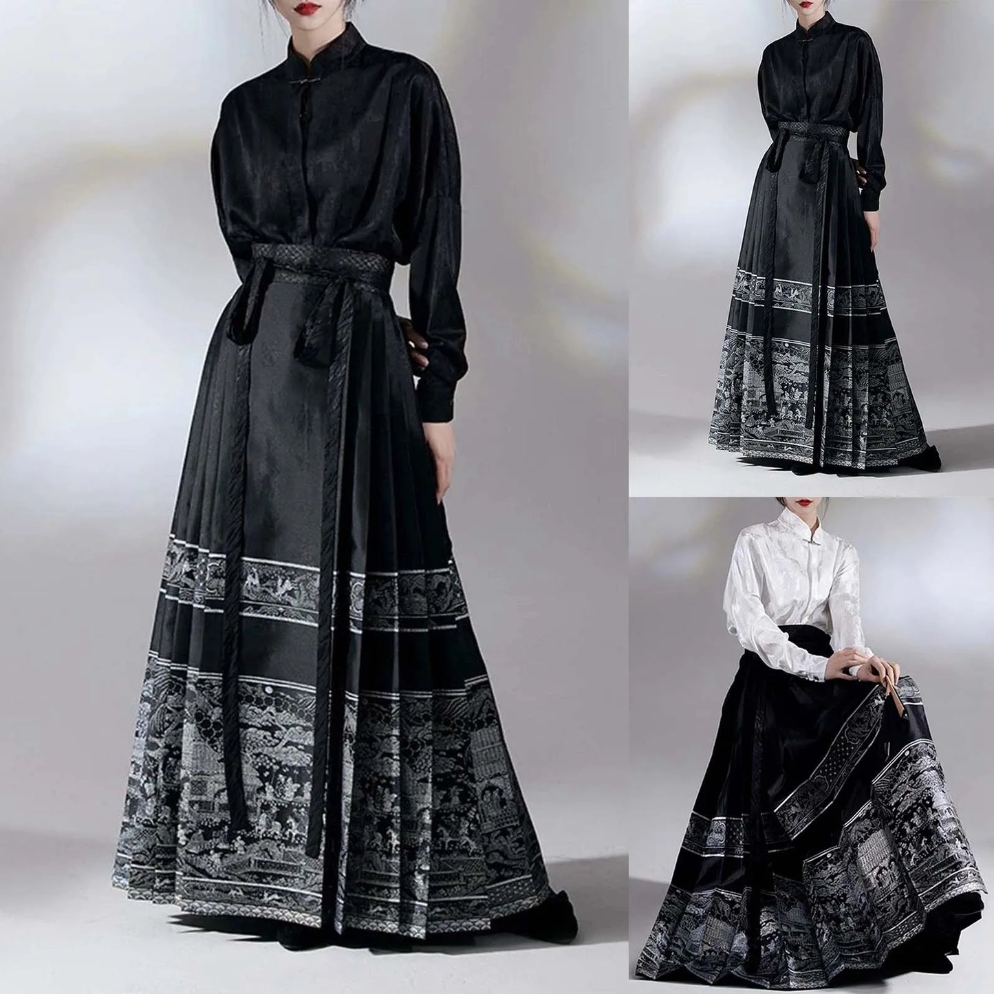 Long Skirts Vintage Y2K Skirt Horse Face Skirt Fashion Clothes Casual Ethnic Style Streetwear Elegant Chinese Hanfu Costume