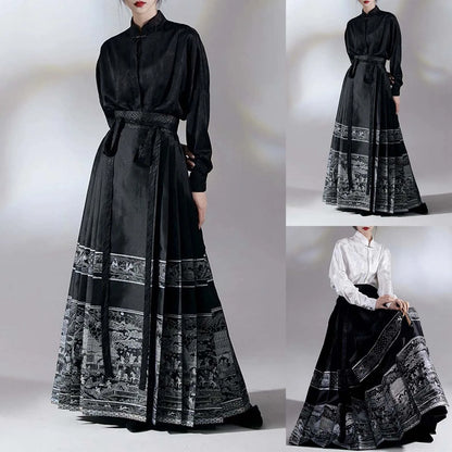 Long Skirts Vintage Y2K Skirt Horse Face Skirt Fashion Clothes Casual Ethnic Style Streetwear Elegant Chinese Hanfu Costume