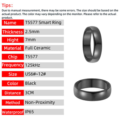 125kHz RFID T5577 Rewritable Chip Ceramic Ring for Clone TK4100 or EM4105 Access Control and Hotel Entry Key Cards