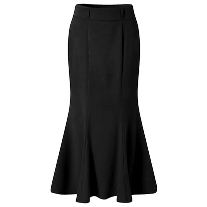Women'S High Waist Elastic A Line Long Skirt Casual Party Long Skirt Solid Color High Waisted And Slim Looking Fishtail Skirt