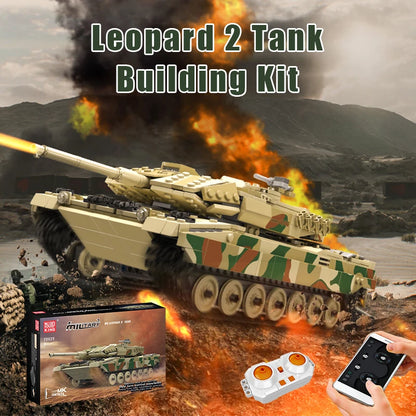 Mould King 20020 Technical Tank Toys The APP&RC Leopard 2 Tank Building Block Assembly Tank Brick Set Kids Christmas Gift