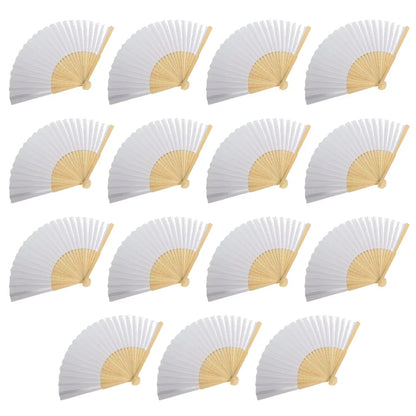 1/20/30Pcs White Foldable Paper Fan Portable Chinese Bamboo Fan Wedding Gifts for Guest Birthday Party Decoration Kids Painting