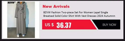 BZVW Women's 2 Pieces Sets Fashion Striped Suit Jacket V-neck Sleeveless Single Breasted Slit Dress Autumn 2025 New 5R5493