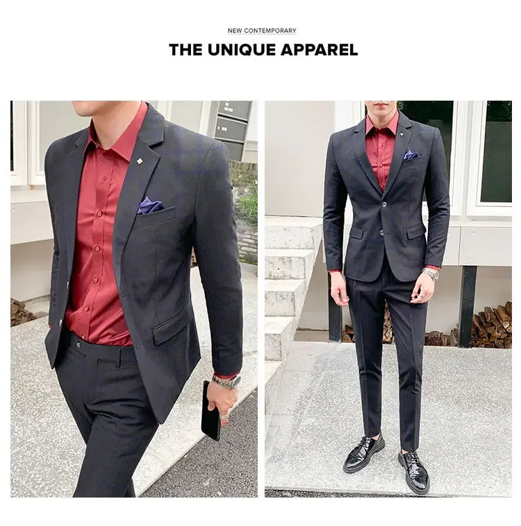 2025 Suit (Blazer+ Pants) Men's Fashion Hosts British Style Work Business Wedding Casual Art Style Elegant Gentleman Suit M-5XL