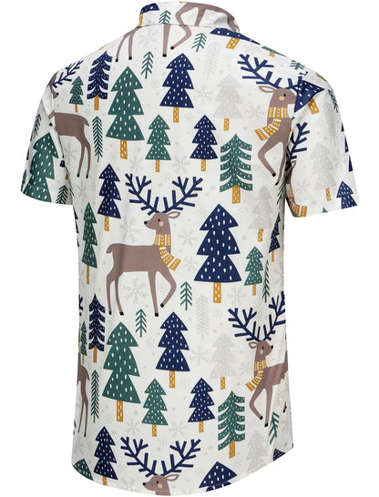 KYKU Hawaiian Shirts for Men Santa Claus Party Casual Button Down Short Sleeve Shirt with Pocket